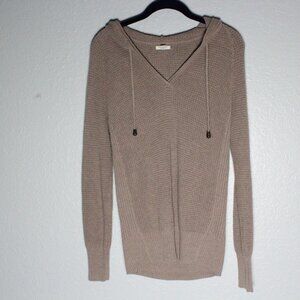 Sonoma Life + Style Waffle Knit Hoodie Sweater Size M Taupe